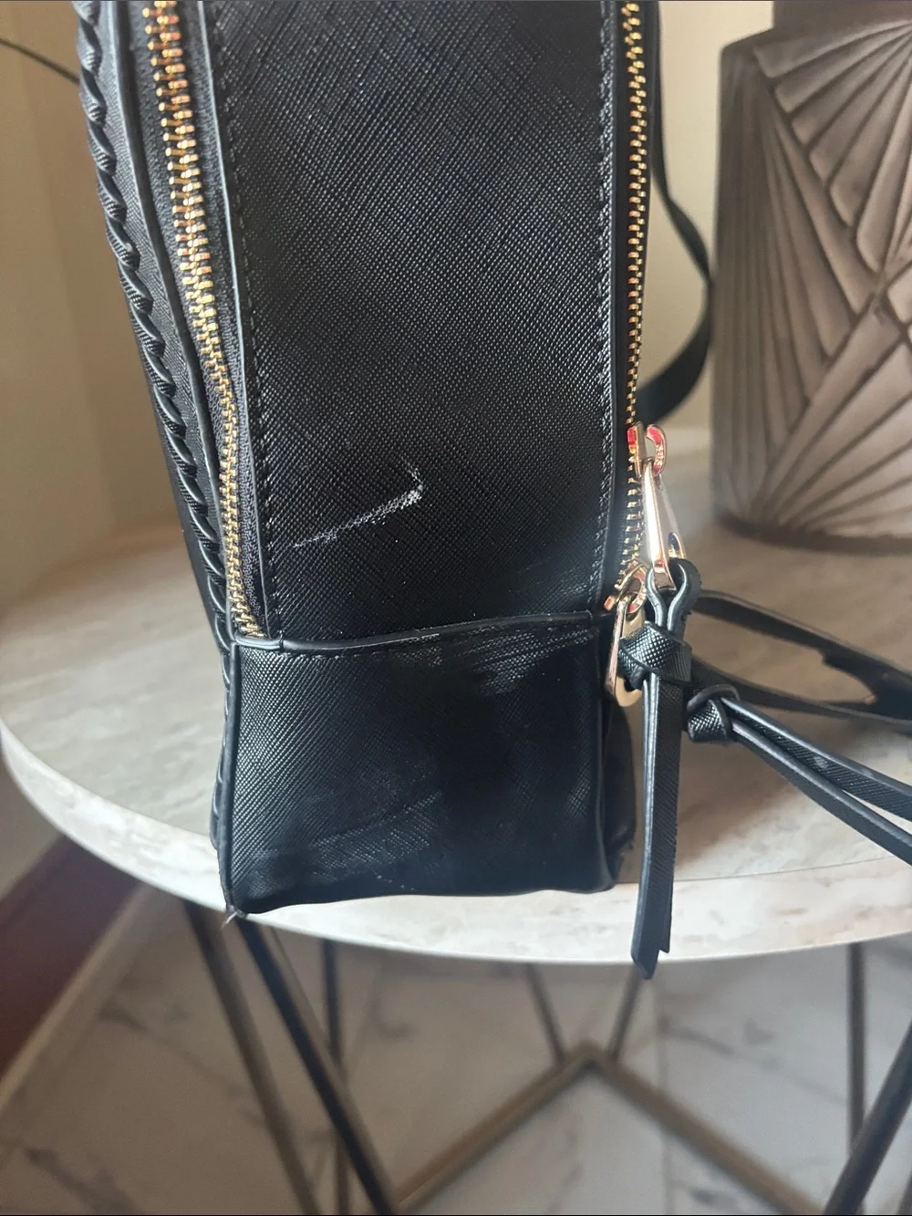 Calpak Black Backpack with Gold Hardware and Braided Trim